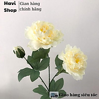 Hoa giả - Hoa mẫu đơn Lucas 70cm 1 cành 2 bông to 1 nụ trang trí đep, giống thật
