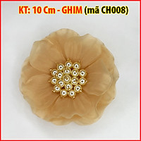 Tag Hoa Hồng Lớn Cài Áo, Kiểu Cài Áo Hoa Có Ghim, Có Trâm Cài Áo Váy Màu Nâu Đậm, màu da, Đỏ - Kích Thước 8-9 CM CH002
