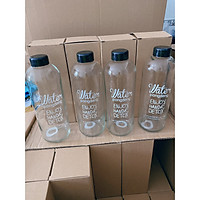 2 Chai Thủy Tinh đựng nước DETOX 1000ML mẫu Cao - Nắp nhựa có gioăng cao su (Bình chứa nước, sữa, trà, cafe, nước ép)