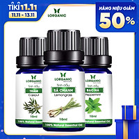 Combo Tinh Dầu Sả Chanh Lorganic + Bạc Hà Lorganic + Tràm Lorganic (10ml / Chai)