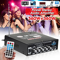 Bộ Khuếch Đại Âm Thanh 360w + 360w Kết Nối Bluetooth Fm Usb Sd Ktv