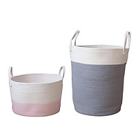 2x Cotton Rope Basket Baby Kids Toys Laundry Basket Woven Basket Nursery Bin L/S