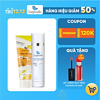 Bộ đôi nước hoa hồng se khít lỗ chân lông Hàn Quốc Lagivado Skin Glow 120 ml và tẩy tế bào da chết Radiance Peeling 50 ml.