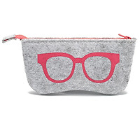 Natural Felt Glasses Bag High-Grade Multi-Function Sunglasses Bag Fashion Metal Zipper Bag