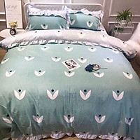 Bộ Drap Chăn Chần Cotton Sateen Floral VH5-180-C-01B (1.8 x 2 m)