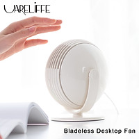 Uareliffe Portable Desktop Fan Bladeless Rotating Fan With Strong Wind Quiet Operation Summer Radiator 3 Speeds Adjustable Cooler USB Interface Mini Fan For Office Bedroom