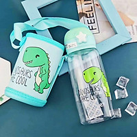 Bình nước cho bé đi học, Bình uống nước cho bé có ống hút 700ml bằng nhựa PP chịu nhiệt tốt tặng kèm túi và dây đeo tiện lợi BBShine – BN011