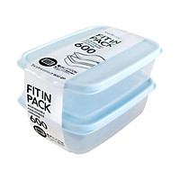 Set 2 hộp nhựa đựng thực phẩm Fitin Pack 600ml nắp dẻo nội địa Nhật Bản