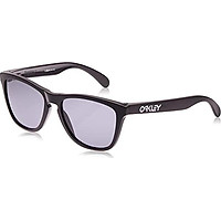 Oakley Men's OO9013 Frogskins Square Sunglasses, Polished Black Frame/Clear Lens, 55 mm