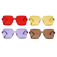 4 Pack Women Rimless Square Sunglasses Retro Eyewear Sun Glasses Shades