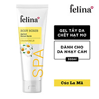 Gel tắm tẩy tế bào chết body Felina Home Spa 300ml từ hạt mơ nghiền cho da nhạy cảm