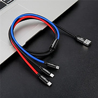 Dây cáp sạc 3 in 1 Baseus Micro USB, Type-C, Lightning sạc cùng lúc 3 thiết bị thế hệ mới - Hàng chính hãng