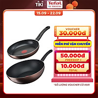 Combo 2 chảo chống dính đáy từ Tefal - Chảo chiên 24cm G1430405 Day By Day & Chảo xào 26cm G1437705 Day By Day - Dùng cho mọi loại bếp - Hàng chính hãng