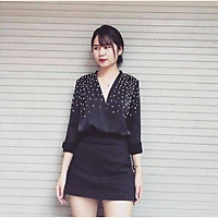 chân váy chữ A kèm quần trong chất umi màu đen mềm mại