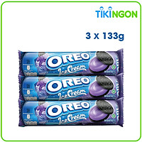 Combo 3 Thanh Bánh Quy OREO Vị Việt Quất 3x133g