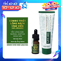 Combo triệt lông Nách vĩnh viễn tại nhà gồm Kem tẩy lông UMI 4C 100ml và Mỡ trăn U Minh Hạ 10ml an toàn tiết kiệm tại nhà
