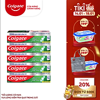 Bộ 5 kem đánh răng Colgate ngừa sâu răng răng chắc khỏe 225g/tuýp tặng bàn chải đánh răng lông tơ nhập khẩu Thái Lan