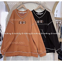 Áo swt nỉ cổ tròn cotton tay bồng ------- ÁO NỈ CỔ V THÊU CHỈ NỔI DEMCO