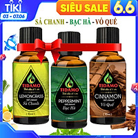 Combo 3 Tinh Dầu Sả Chanh + Tinh Dầu Bạc Hà + Tinh Dầu Vỏ Quế - Tinh Dầu Thiên Nhiên Xông Phòng Cao Cấp Giúp Thư Giãn, Đuổi Muỗi Và Thơm Phòng (3 chai 10ML)