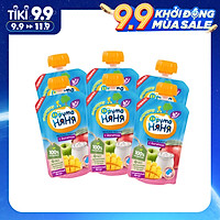 Combo 6 Gói Trái cây nghiền vị táo, xoài cùng sữa chua Fruto Nyanya 90g