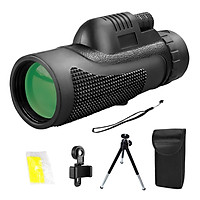 10X Magnification High Power Monocular Compact Waterproof Monocular Telescope FMC BAK4 Prism with Phone Holder Tripod