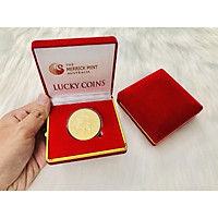 Đồng xu trâu vàng tặng kèm hộp nhung đỏ viền vàng - quà tặng ý nghĩa được săn đón dịp tết , vật phẩm phong thủy cầu may mắn, làm quà tặng, tiền lì xì