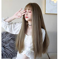 Tóc giả nguyên đầu thẳng dài kiểu Hàn Quốc siêu xinh có rãnh da đầu, chất tóc tơ cao cấp loại 1, chịu nhiệt tốt có thể bấm uốn, duỗi, gội. giống tóc thật 100%( Kèm lưới và lược )