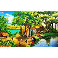 tranh dán tường 3D đồng quê