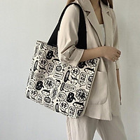 Túi tote bag đẹp vải canvas họa tiết độc đáo khổ vuông đi học đi chơi