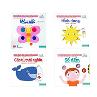 Combo 4 quyển Sách chuyển động – Song ngữ A-V: Màu sắc + Số Đếm + Các từ trái nghĩa + Hìn
