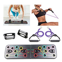 Multi-Function Foldable Push Up Board System with Resistance Tube Band Pull Rope Body Building Exercise Workout Push-up