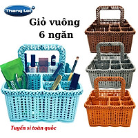 Giỏ đựng mỹ phẩm, đựng đồ nail 6 ngăn có quai xách tiện lợi