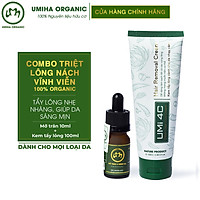Combo triệt lông Nách vĩnh viễn tại nhà gồm Kem tẩy lông UMI 4C 100ml và Mỡ trăn U Minh Hạ 10ml an toàn tiết kiệm tại nhà