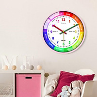 Telling Time Teaching Clock, Silent Non Ticking Analog Battery Operated Learning Clock for Kids, for School Classroom, Playrooms, Kids Bedroom Decor