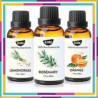 Combo 3 Tinh Dầu Xông Phòng Kobi: Tinh Dầu Sả Chanh (30ml) + Tinh Dầu Hương Thảo (30ml) + Tinh Dầu Cam Ngọt (30ml) - Tinh Dầu Thiên Nhiên Nguyên Chất, Tốt Cho Bé Sơ Sinh, Giúp Giữ Ấm Cơ Thể, Phòng Ngừa Bệnh Hô Hấp Hiệu Quả