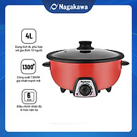 Lẩu điện đa năng Nagakawa NAG1904 (3.5L) - Mâm nhiệt lớn - Chống dính cao cấp - Hàng chính hãng
