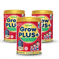 Bộ 3 lon sữa bột GrowPLUS+ Đỏ 900 Gr : sữa dành cho trẻ từ 1- 10 tuổi bị suy dinh dưỡng thấp còi (mẫu mới) của NutiFood