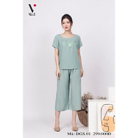 Đồ bộ bigsize - Đồ bộ trung niên - Bộ đồ trung niên mặc nhà bigsize Vicci DGS.01 thiết kế áo cộc quần sớ chất liệu đũi cao cấp (dành cho người béo)