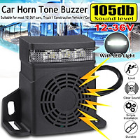 12-80V 105 DB Car Horn Car Electric Horn Super Loud Horn with LED Light Waterproof Air Horn Electric Universal Horn for Moto Truck Boat Car