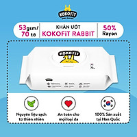 Khăn Ướt Thiên Nhiên KOKOFiT - RABBIT Hàn Quốc 50% Vải Rayon 70 tờ/hộp 267g