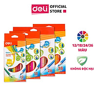 Bút chì màu học sinh 3 cạnh Deli 12/ 18/ 24/ 36 màu/hộp - EC00200/EC00210/EC00220/EC00230
