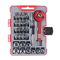PENGGONG 28pcs Ratcheting Screwdriver Set with 9 Sockets & 16 Bits Multifunctional 28-Piece Home Repair Tool Kit Ratchet