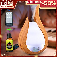 Combo Máy Khuếch Tán Tinh Dầu/ Máy Xông Tinh Dầu + Tinh Dầu Sả Chanh Nguyên Chất 10ML/ Chuyên Dụng Xông Tinh Dầu Gia Đình, Văn Phòng, Có Remote Điều Khiển và Đèn LED Biến Đổi Màu