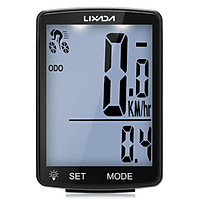 LIXADA Wireless Bike Computer Multi Functional LCD Screen Bicycle Computer Mountain Bike Speedometer Odometer IPX6