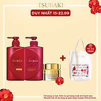 Bộ Ba Chăm Sóc Tóc TSUBAKI Dưỡng Tóc Bóng Mượt Gội Xả (490ml/chai) + Mặt Nạ Tóc Cao Cấp Phục Hồi Hư Tổn 180g