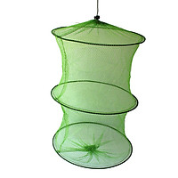Folding Round Metal Frame Nylon Mesh Bait Trap Cast Fish Net Fishing Landing Tackle Accessory Tool