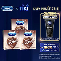 Bộ 3 Bao Cao Su Durex Naughty Chocolate - Hộp 3 chiếc