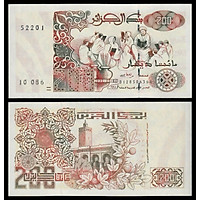 Tiền châu Phi sưu tầm 200 dinars Algeria, tặng kèm túi nilon bảo quản