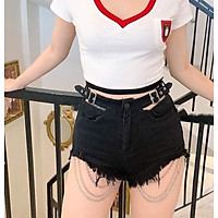 quần đùi nữ kaki sooc dây xích mt752