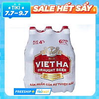 Lốc 6 chai Bia chai tươi Việt Hà ( 1 lít/chai )